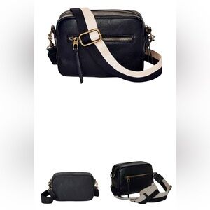 Universal thread, black faux leather camera cross body bag NEW